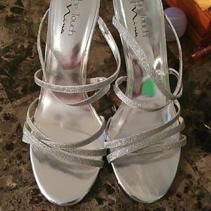 Silver sparkle heels